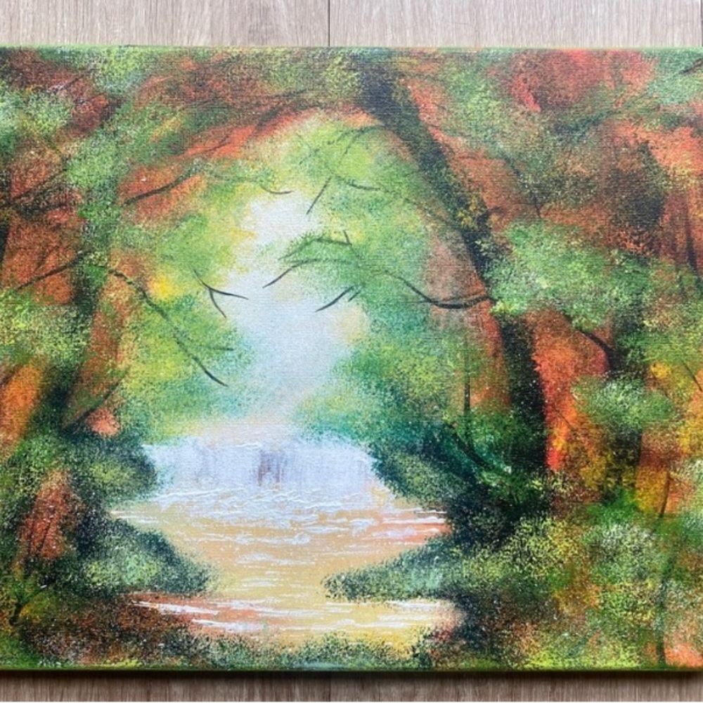 Forest hidden waterfall painting fall colors - Picture 1 of 1